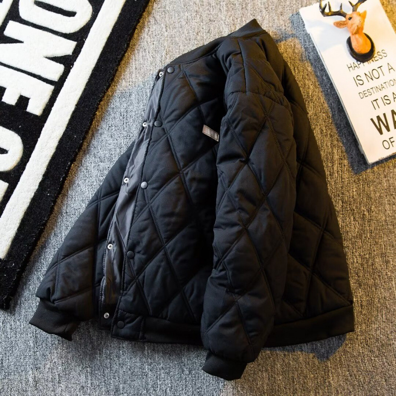 Geacă bărbătească din bumbac, model carouri, croială lejeră, fermoar, umplutură din bumbac