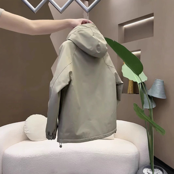 Geacă căptușită din bumbac, stil coreean, cu glugă și fermoar, rezistentă la vânt