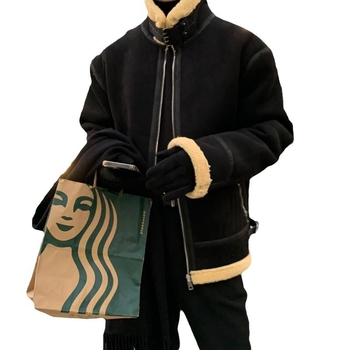 Jachetă bărbătească cu umplutură poliester, guler înalt, fermoar, croială lejeră