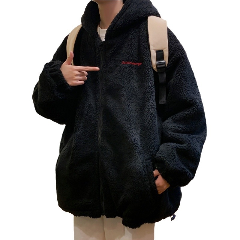 Palton bărbătesc căptușit cu bumbac, stil cardigan, croială lejeră, fermoar frontal, umplutură poliester, țesătură bumbac-amestec, buzunare laterale, fără guler, potrivit pentru primăvară și toamnă