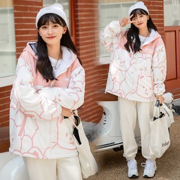 Jachetă căptușită din bumbac, cu glugă, închidere cu fermoar, mâneci lungi, lungime extinsă, umplutură acril-bumbac