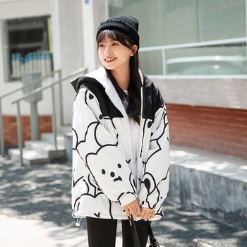 Jachetă căptușită din bumbac, cu glugă, închidere cu fermoar, mâneci lungi, lungime extinsă, umplutură acril-bumbac