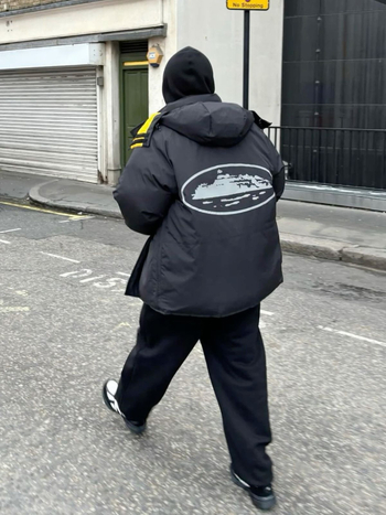 Ανδρικό βαμβακερό μπουφάν με κουκούλα, 3M ανακλαστικό εκτύπωμα, παχύ γέμισμα, φερμουάρ