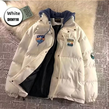 Jachetă căptușită cu bumbac, cu glugă, croială lejeră, mâneci lungi, închidere cu fermoar, lungime medie 50–65 cm