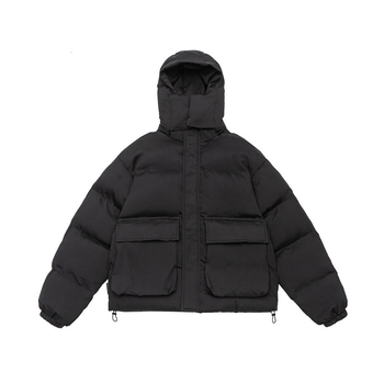 Palton din poliester căptușit, glugă detașabilă, fermoar, croială lejeră, buzunare laterale, pentru iarnă