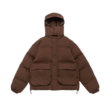 Palton din poliester căptușit, glugă detașabilă, fermoar, croială lejeră, buzunare laterale, pentru iarnă