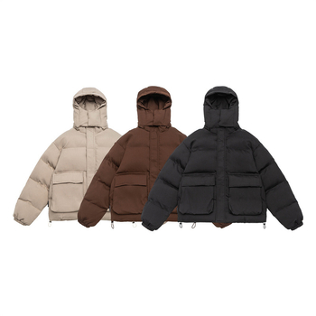 Palton din poliester căptușit, glugă detașabilă, fermoar, croială lejeră, buzunare laterale, pentru iarnă