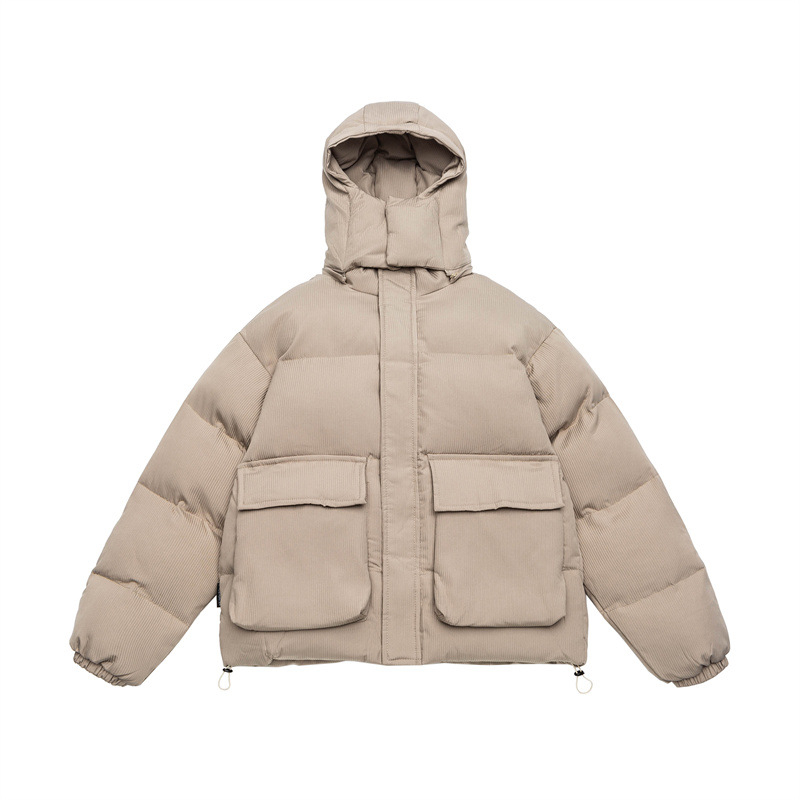 Palton din poliester căptușit, glugă detașabilă, fermoar, croială lejeră, buzunare laterale, pentru iarnă