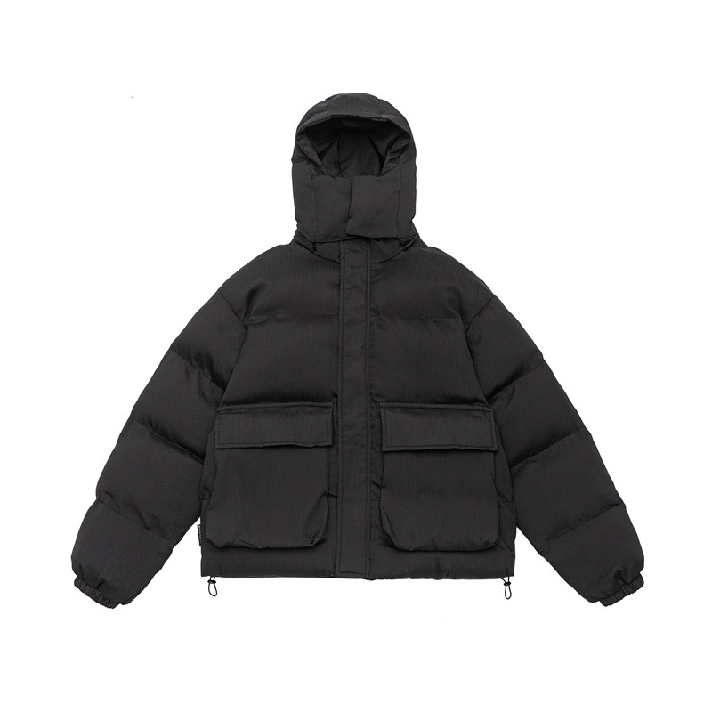 Palton din poliester căptușit, glugă detașabilă, fermoar, croială lejeră, buzunare laterale, pentru iarnă