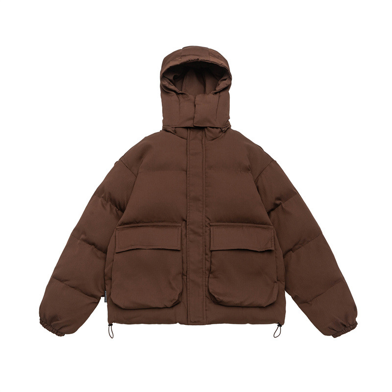 Palton din poliester căptușit, glugă detașabilă, fermoar, croială lejeră, buzunare laterale, pentru iarnă