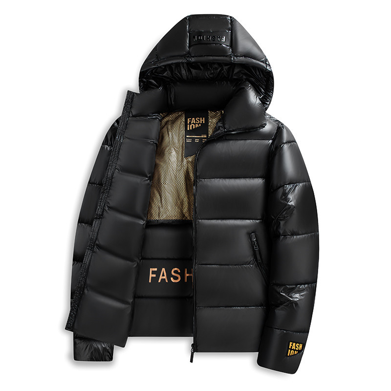 Jachetă bărbătească căptușită din bumbac, cu glugă, fermoar frontal, umplutură poliester, croială lejeră, Iarnă 2025