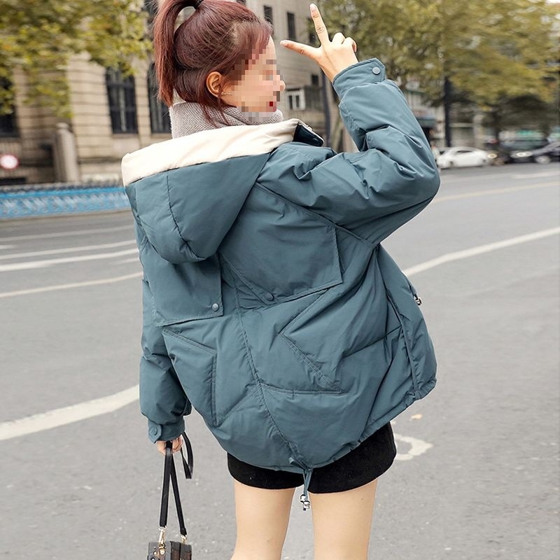 Jachetă damă din bumbac cu umplutură din lână, exterior velur, închidere cu fermoar, guler polo, croială liberă