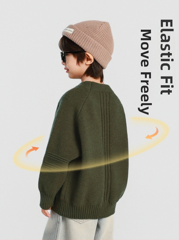 Pulover tricotat pentru copii, grosime mare – guler mediu, mâneci lungi, amestec acrilic