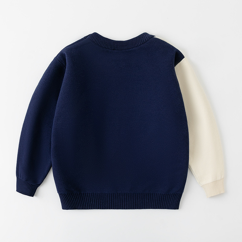 Pulover pentru copii cu ursuleț desen animat, din bumbac, guler rotund, mâneci lungi, copii 3–8 ani, 67% bumbac