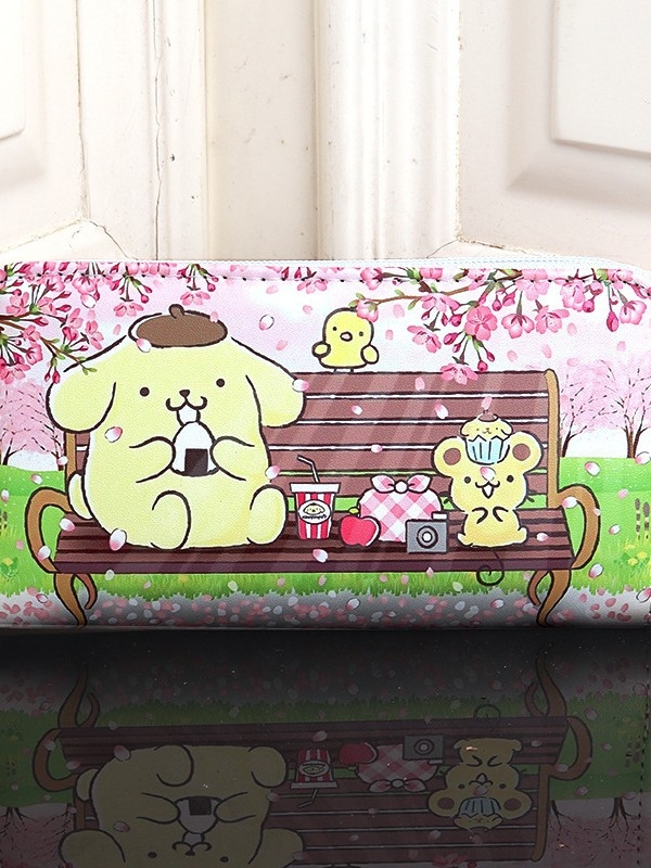 Bērnu monētu maciņš ar karikatūru motīvu, svaigs un salds stils, PVC materiāls, garš rāvējslēdzējs, vairāk nodalījumu, iekšējā odere no sintētiskās ādas