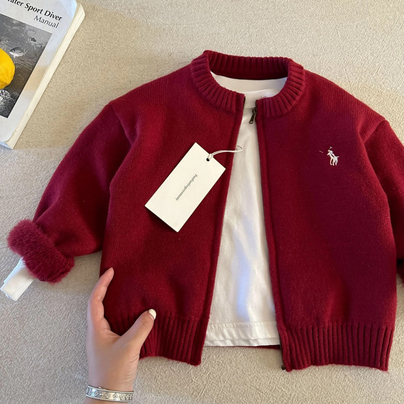 Pulover tricotat pentru copii, în dungi, gros, 90% bumbac, guler rotund, mâneci lungi