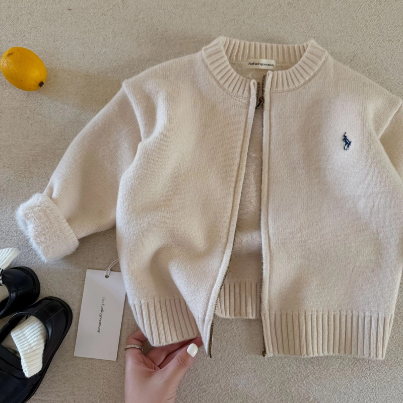 Pulover tricotat pentru copii, în dungi, gros, 90% bumbac, guler rotund, mâneci lungi