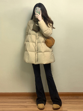 Jachetă în stil coreean, lungime medie, chenille cu spandex, guler polo, fermoar, căptușită cu umplutură imitatie de mătase pentru iarna 2025