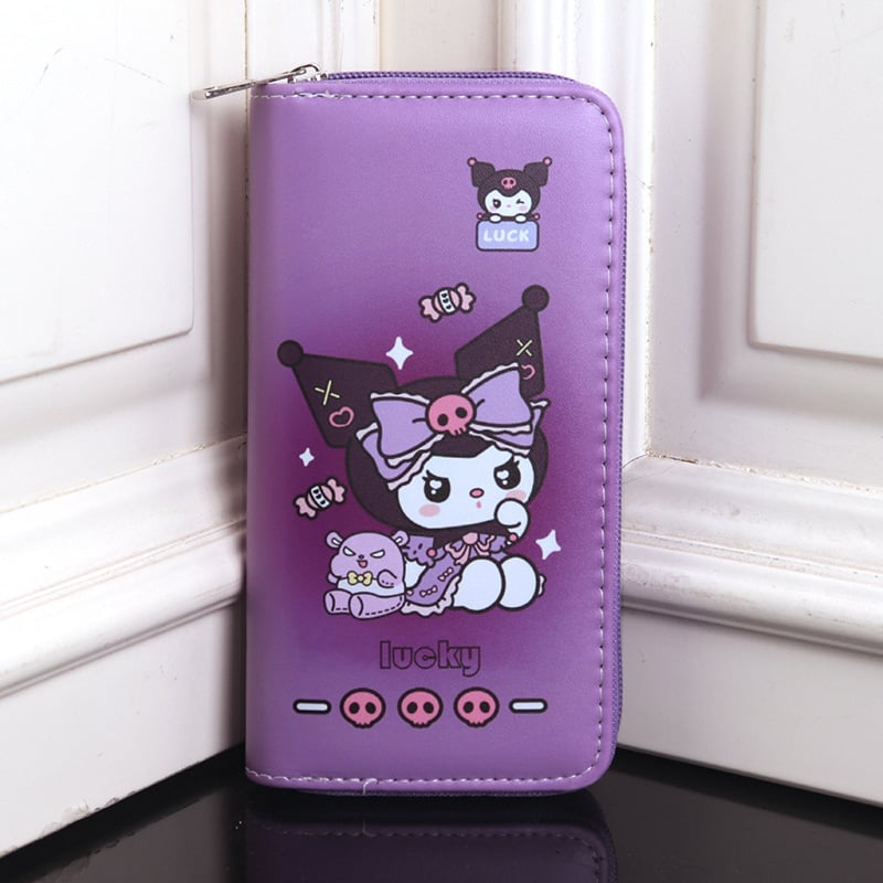 Bērnu monētu maciņš ar karikatūru motīviem, daudz kartes nodalījumu un sekciju, garš rāvējslēdzējs (PVC; raksts: personāži; iekšpuse: sintētiskā āda; stils: svaigs un salds; ūdensizturīgs)