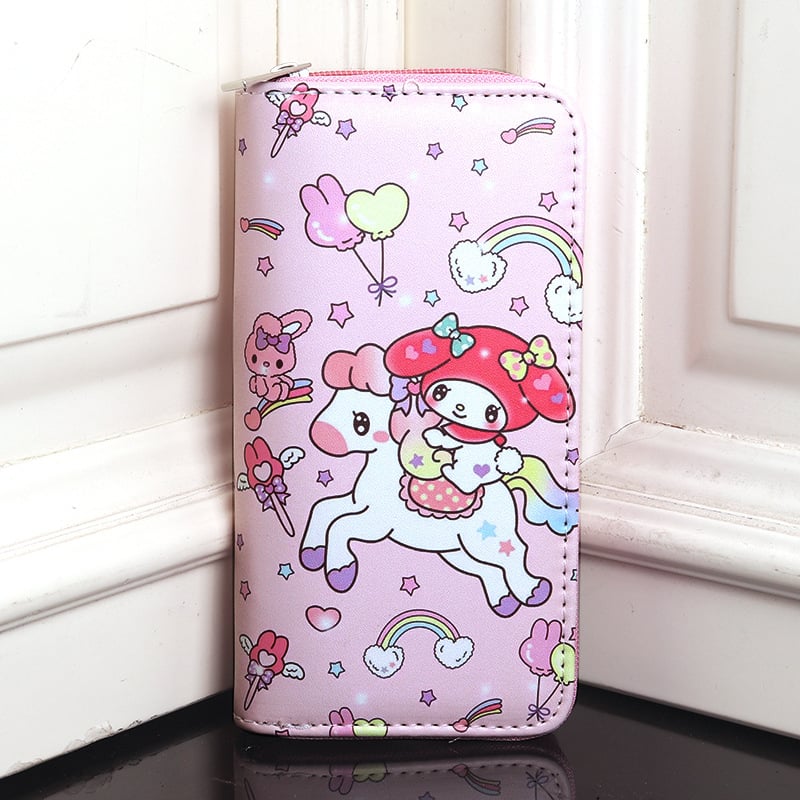 Bērnu monētu maciņš ar karikatūru motīviem, daudz kartes nodalījumu un sekciju, garš rāvējslēdzējs (PVC; raksts: personāži; iekšpuse: sintētiskā āda; stils: svaigs un salds; ūdensizturīgs)