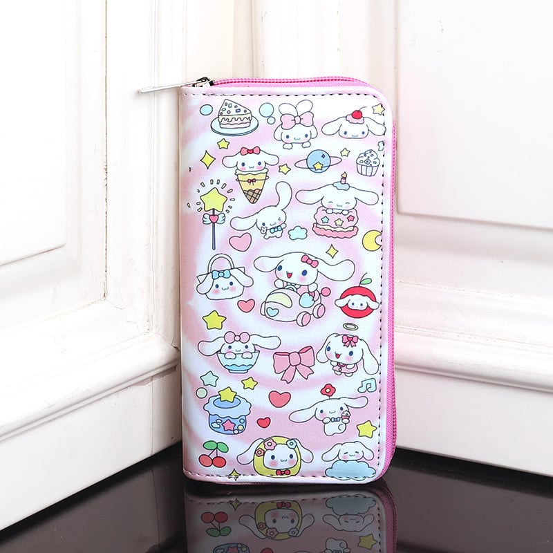 Bērnu monētu maciņš ar karikatūru motīviem, daudz kartes nodalījumu un sekciju, garš rāvējslēdzējs (PVC; raksts: personāži; iekšpuse: sintētiskā āda; stils: svaigs un salds; ūdensizturīgs)