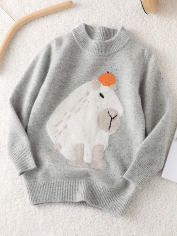 Pulover din lână pentru copii - 100% lână, gros, guler rotund, mâneci lungi, unisex