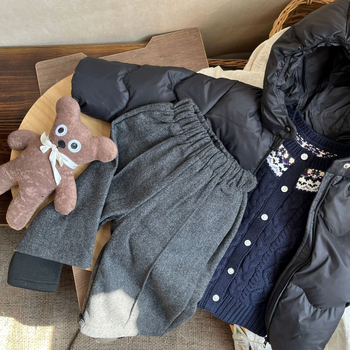 Cardigan pentru fete cu Fair Isle, din bumbac 100%, țesătură moale, mâneci lungi, guler rotund, iarnă 2025