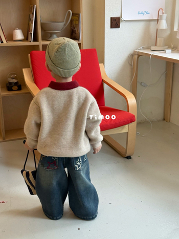 Pulover tricotat gros pentru băieți, cu model Cartoon (3–8 ani, iarnă/toamnă, 80% bumbac, mâneci lungi, pulover)