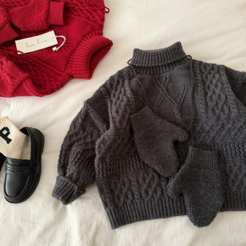 Pulover pentru copii, stil coreean, guler semi-turtleneck, bumbac moale 80%, mâneci lungi, iarnă 2025