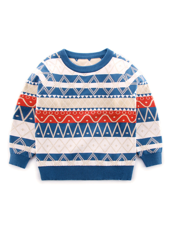 Pulover băieți, în dungi, din bumbac tricotat, mânecă lungă, guler rotund, pentru toamnă-iarnă, peste 8 ani