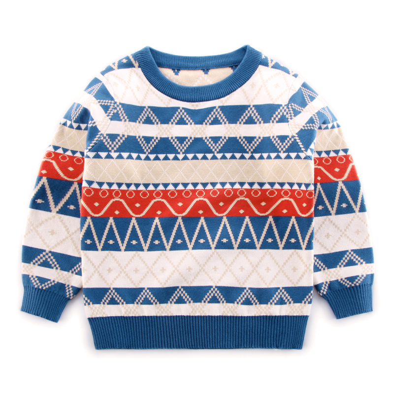 Pulover băieți, în dungi, din bumbac tricotat, mânecă lungă, guler rotund, pentru toamnă-iarnă, peste 8 ani