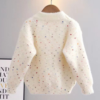 Pulover pentru fete, stil coreean, catifea Mink, gros, guler rotund, pentru copii 3–8 ani (100–140 cm)