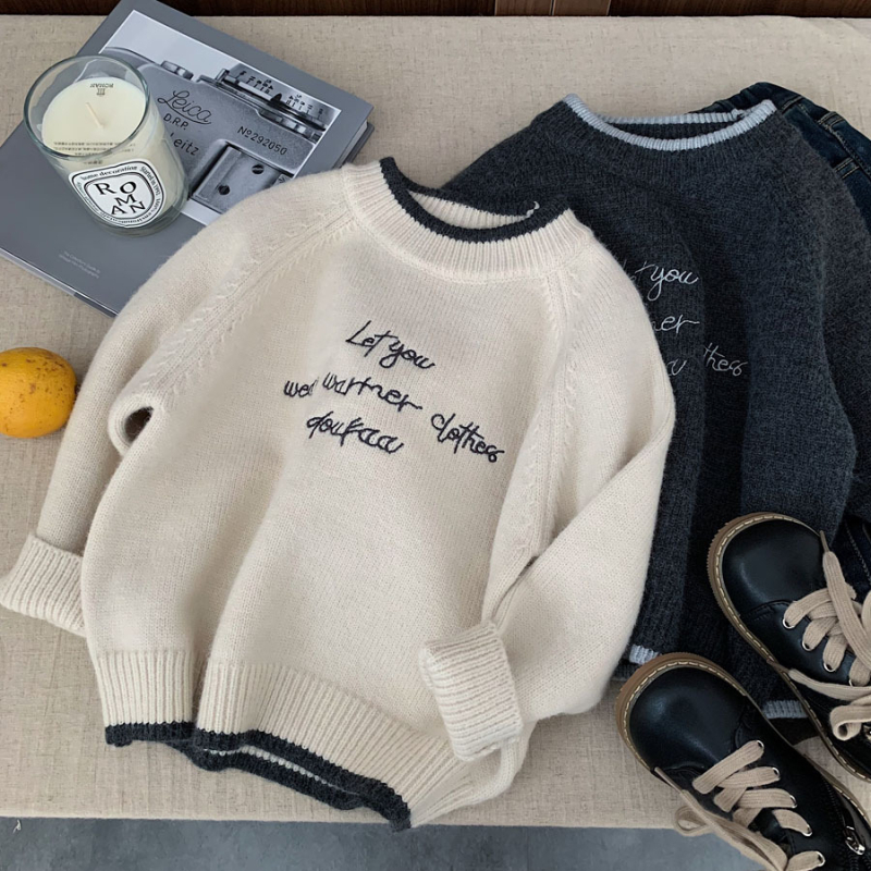 Pulover de bază pentru băieți, iarna 2025, pentru vârsta 3–8 ani, guler înalt, material amestec acrilic (41% acrilic, 26% nailon, 33% poliester)