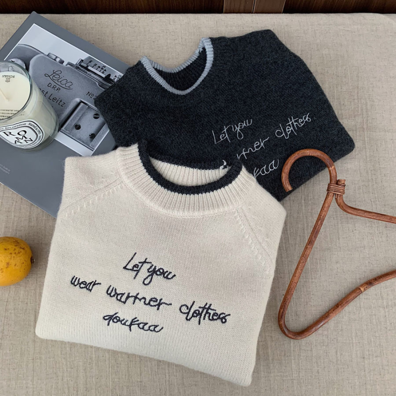 Pulover de bază pentru băieți, iarna 2025, pentru vârsta 3–8 ani, guler înalt, material amestec acrilic (41% acrilic, 26% nailon, 33% poliester)