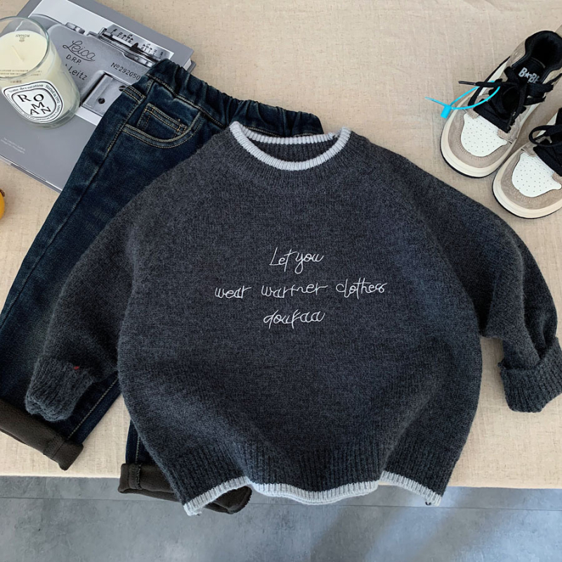 Pulover de bază pentru băieți, iarna 2025, pentru vârsta 3–8 ani, guler înalt, material amestec acrilic (41% acrilic, 26% nailon, 33% poliester)