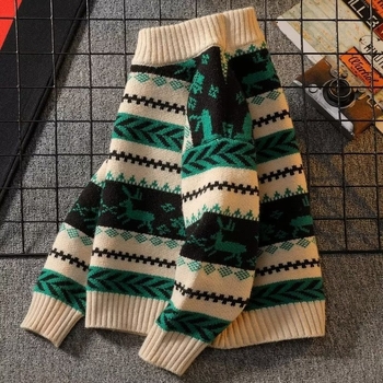 Pulover pentru copii, în dungi, guler rotund, Arctic velvet gros, poliester, mâneci lungi.