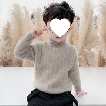Pulover tricotat pentru copii, cu glugă și guler înalt, mâneci lungi, blană de iepure, îmbrăcăminte de iarnă pentru nou-născuți 0-12 luni