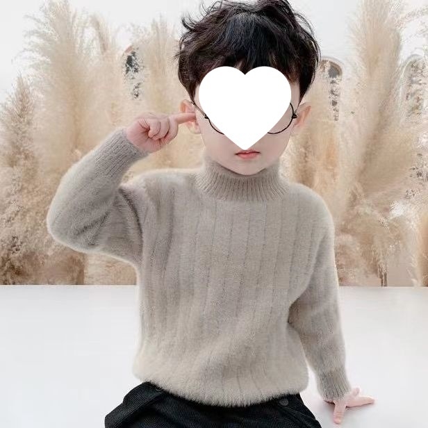 Pulover tricotat pentru copii, cu glugă și guler înalt, mâneci lungi, blană de iepure, îmbrăcăminte de iarnă pentru nou-născuți 0-12 luni