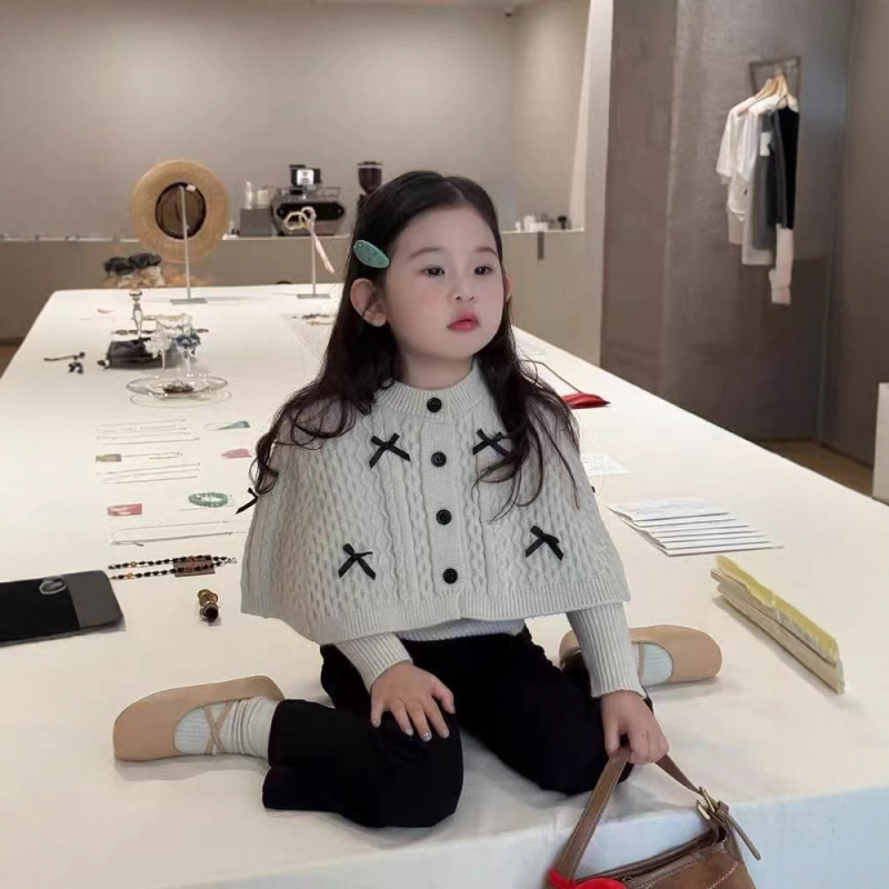 Versiune Coreeană: set de două piese pentru fete – palton din lână și cardigan tricotat, primăvară-toamnă, fir gros, guler rotund