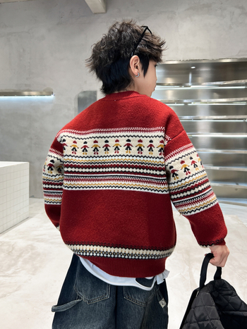 Pulover pentru copii din acril gros, guler rotund, stil coreean, toamnă-iarnă, mâneci lungi