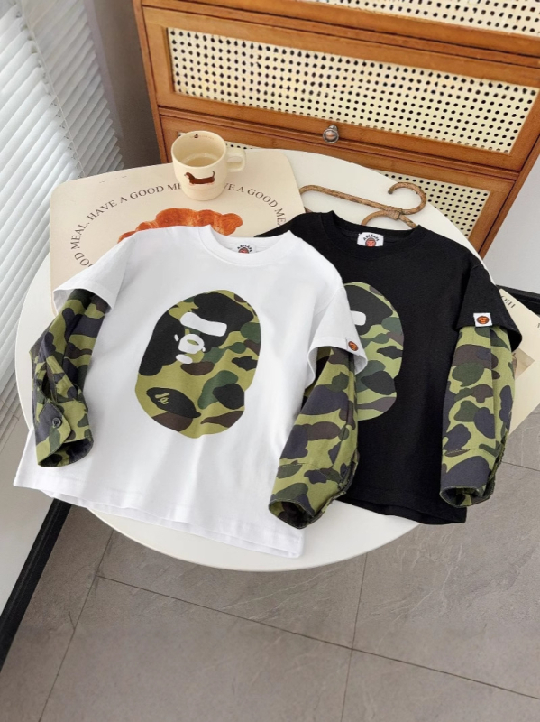 Top unisex din bumbac, mânecă lungă, model camuflaj, casual de toamnă pentru copii între 3 și 8 ani