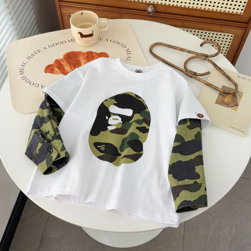 Top unisex din bumbac, mânecă lungă, model camuflaj, casual de toamnă pentru copii între 3 și 8 ani