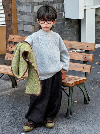 Pulover pentru copii, tricot, unisex, mâneci lungi, guler rotund, 64% acrilic.