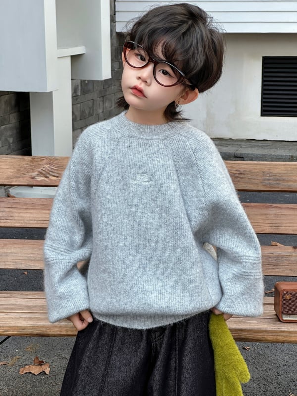 Pulover pentru copii, tricot, unisex, mâneci lungi, guler rotund, 64% acrilic.