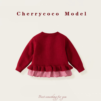 Cherrycoco Cardigan tricotat pentru fete – Stil prințesă, Model în grilaj, Guler rotund, Mâneci lungi, 60% poliester