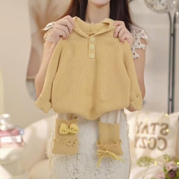 Pulover tricotat cu glugă pentru fetițe, stil coreean, mâneci lungi, pentru copii 3–8 ani, iarnă 2025, poliester 30%