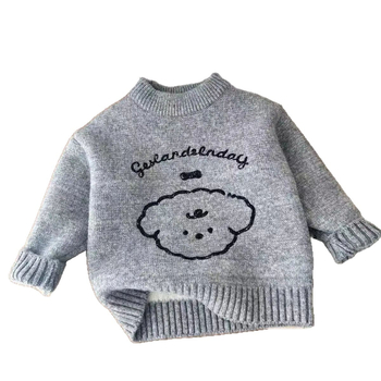 Pulover pentru copii, stil coreean, model cu desene animate, mâneci lungi, guler rotund, material principal: 95% poliester