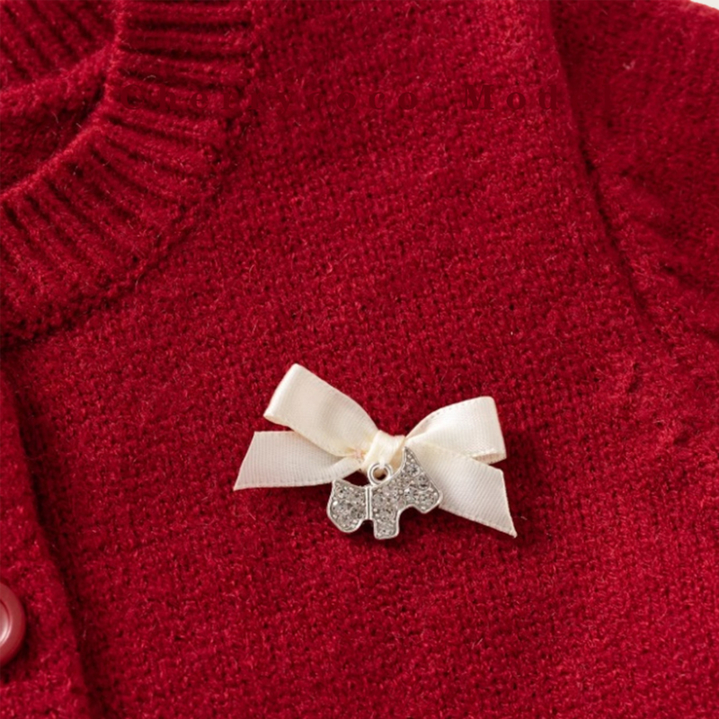 Cherrycoco Cardigan tricot pentru fete – stil prințesă, toamnă 2025, model în grilă, material principal 60% poliester, tratament moale, guler rotund, închidere cu nasturi, mâneci lungi, fără glugă, pentru copii 3–8 ani