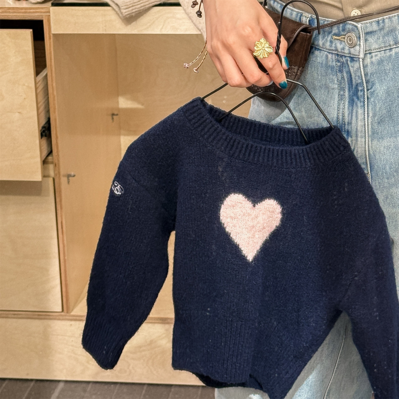 Pulover tricotat pentru copii, stil coreean, amestec gros de lână, guler rotund, mâneci lungi, model cu desene animate și litere