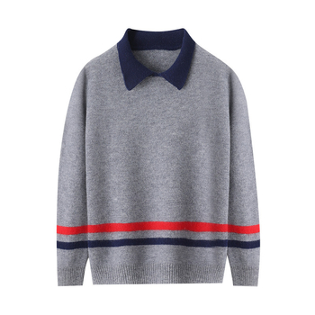 Pulover pentru copii cu guler polo, 100% lână, mâneci lungi, pentru copii 8+ ani